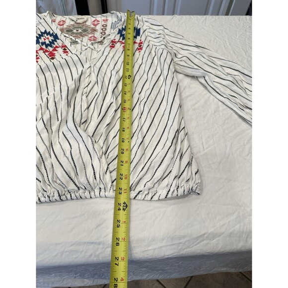 Savanna Jane Embroidered Floral Peasant Tunic Top Women’s M Boho Striped - Picture 5 of 11